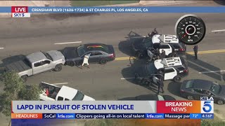Police chase driver of stolen vehicle in Los Angeles
