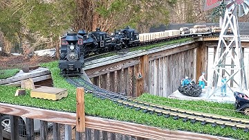 G scale Shay, Heisler & Climax triple header