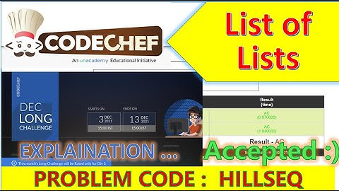 List of Lists codechef december long challenge solution | #codechef #long #challenge #december