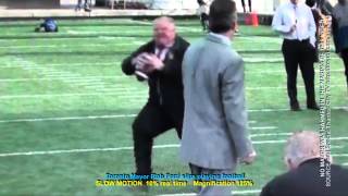 Toronto Mayor Rob Ford Slips, Falls Down playing Football (SLOW MOTION and Magnification)
