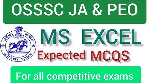 PEO And Junior Assistant 2023 / Computer MS Excel MCQ/ OSSSC EXAM