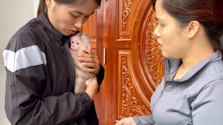 Mom rushed back when she heard that baby monkey Abi was sick