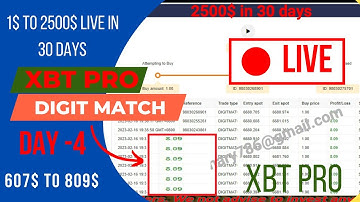 Digit Match Binary Bot Live || XBT PRO Live Running || DAY 4 - 607$ To 809$