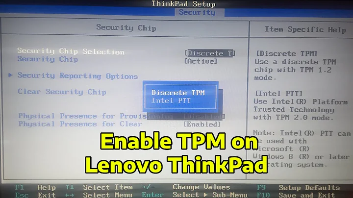 How To Enable TPM 2.0, 1.2, Discrete TPM or Intell PTT in Lenovo ThinkPad