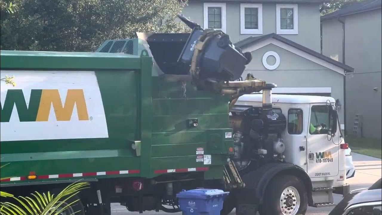 WM garbage truck picks up my trash YouTube