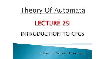 Theory Of Automata - Lecture 29 - Introduction to Context Free Grammars (CFGs)