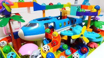 Satisfying Building Blocks Marble Run Cool! A huge airplane 3D block coaster!