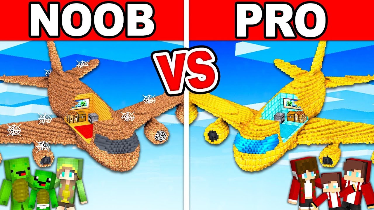 NOOB vs PRO : Airplane House Build Battle in Minecraft (Maizen)