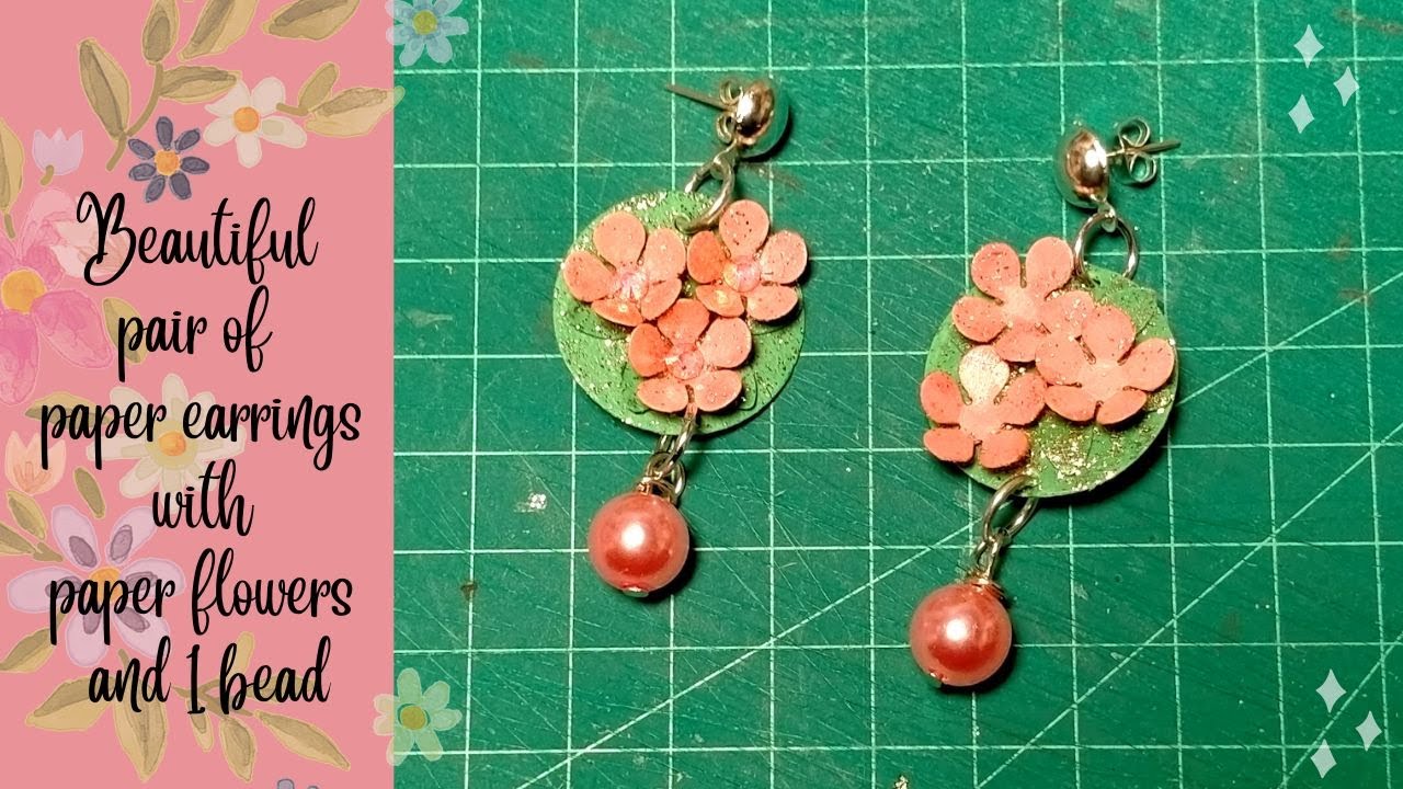 Beautiful paper flowers earrings with beads YouTube