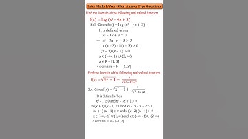 Maths 1A Functions VSAQ