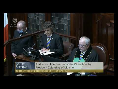 Ukrainian President Volodymyr Zelenskyy addresses the Dáil
