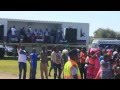 H.E Dr. Sam Nujoma arrives at Mokati Stadium, Otjiwarongo 16 May 2015