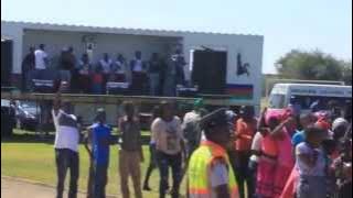 H.E Dr. Sam Nujoma arrives at Mokati Stadium, Otjiwarongo 16 May 2015