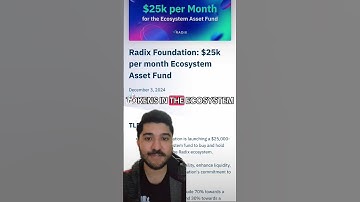 #radixdlt foundation will be #investing into top 20 and 50 #tokens / #memecoins in the ecosystem