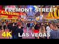 Fremont Street Las Vegas Night Walking Tour [4K] Las Vegas, Nevada