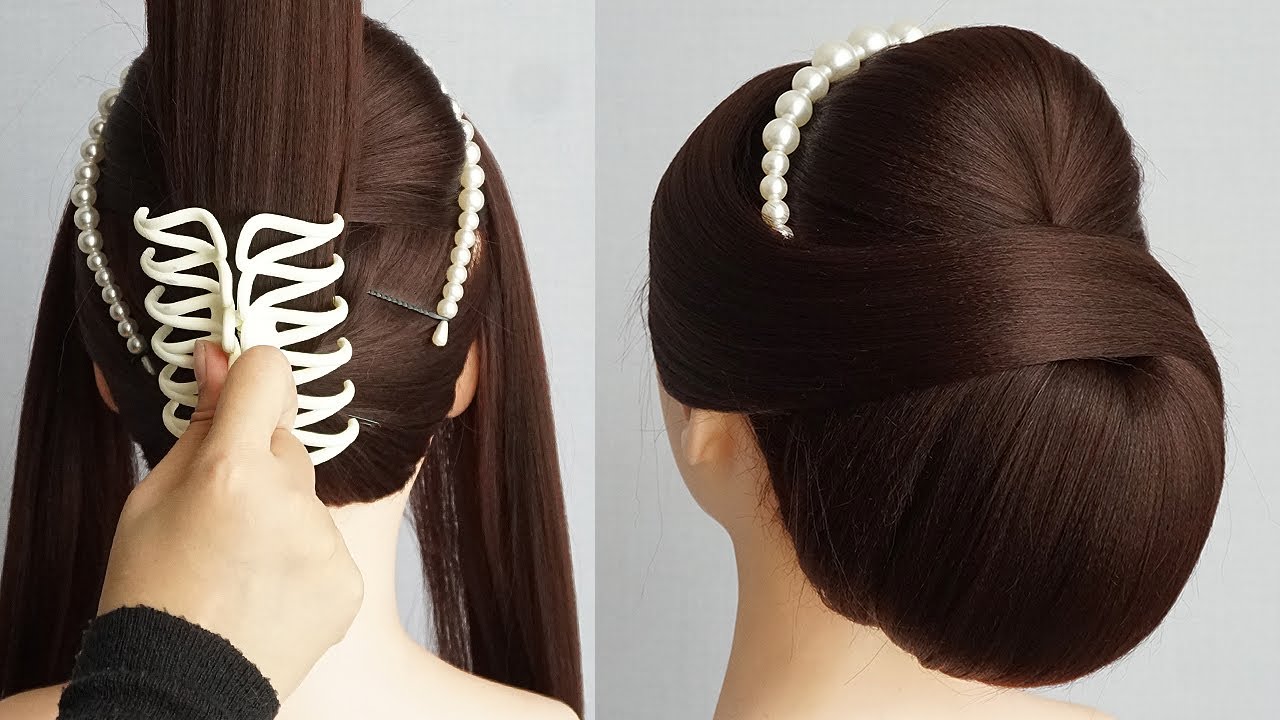 Elegant Low Bun Hairstyle With Claw Clip | Beautiful And Easy Hairstyle ...