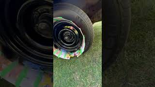 1970 impala painting wheels Glussy  Black with cards to help do the job