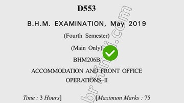 2019 Dcrust BHM 4th Sem Accomodation & Front Office Operation Question Paper