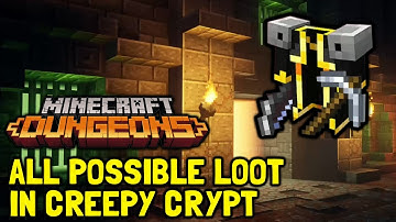 Minecraft Dungeons All Possible Loot In Creepy Crypt Showcase (All Weapons, Armor & Artifacts)