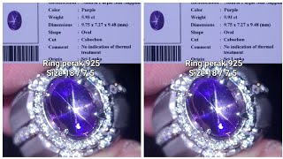 TOP QUALITY batu natural purple star sapphire ceylon safir srilanka BODY GLASS