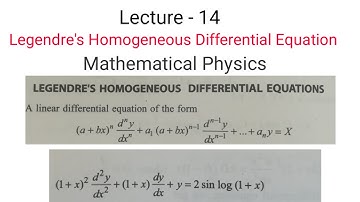 Legendre’s Homogeneous Differential Equation || Lec-14
