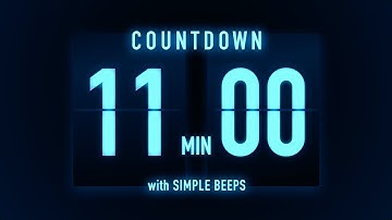 11 Minutes Countdown Timer 🔵 Flip Clock with Simple Beeps
