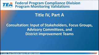 2026-27 Title IV, Part A - Consultation Requirement