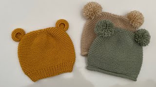 Kulaklı Bebek Beresi Anlatımı Kolay Örgü Bere Yapımı 6Ay-1 Yaş Uyumlu Baby Beanie With Ears