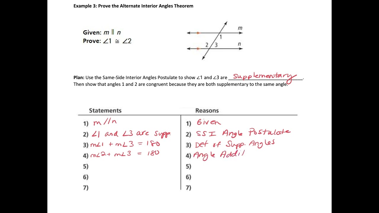 Prove The Alternate Interior Angles Theorem You