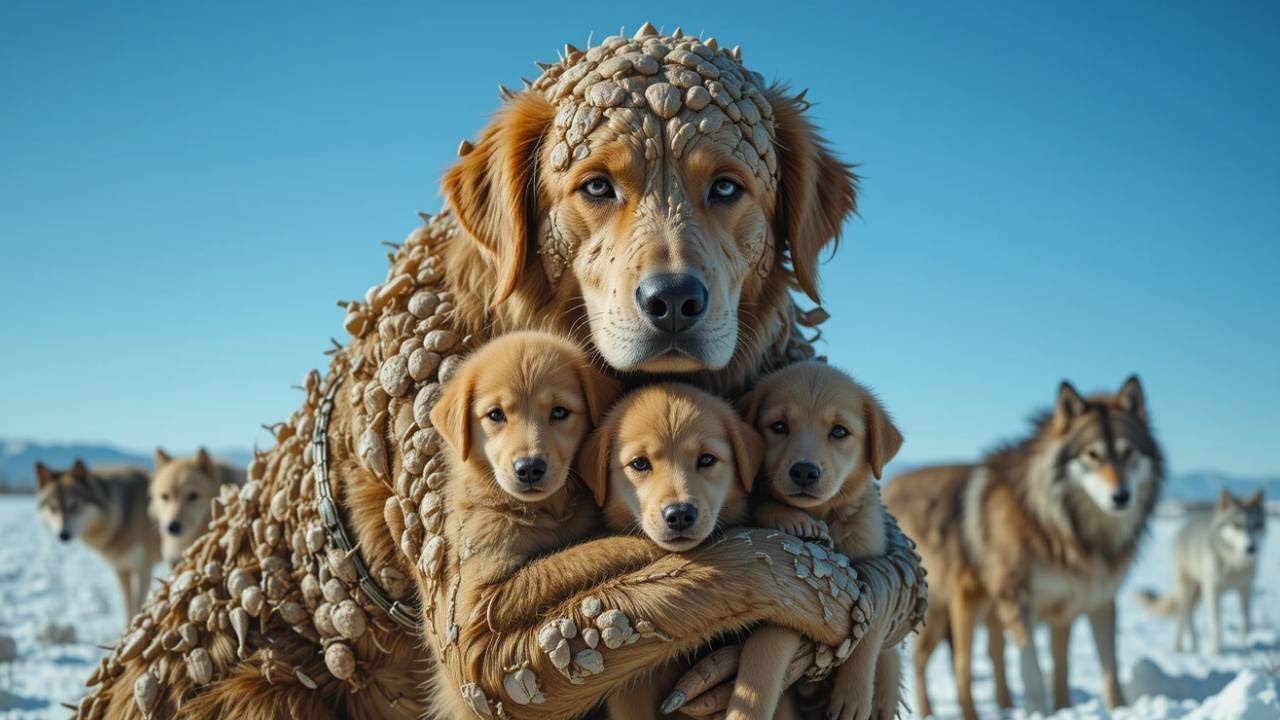 AI Video: Brave Mother Dog Fights for Survival Against a Pack of Wolves ...