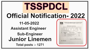 TSSPDCL notification-2022 || Junior Lineman, Sub-Engineer, Assistant Engineer ||