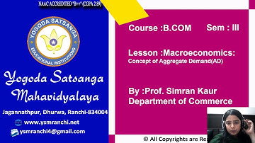 Lecture-01 | B.Com Sem -3 | Microeconomics | Concept Of Aggregate Demand By Prof. Simran Kaur  |