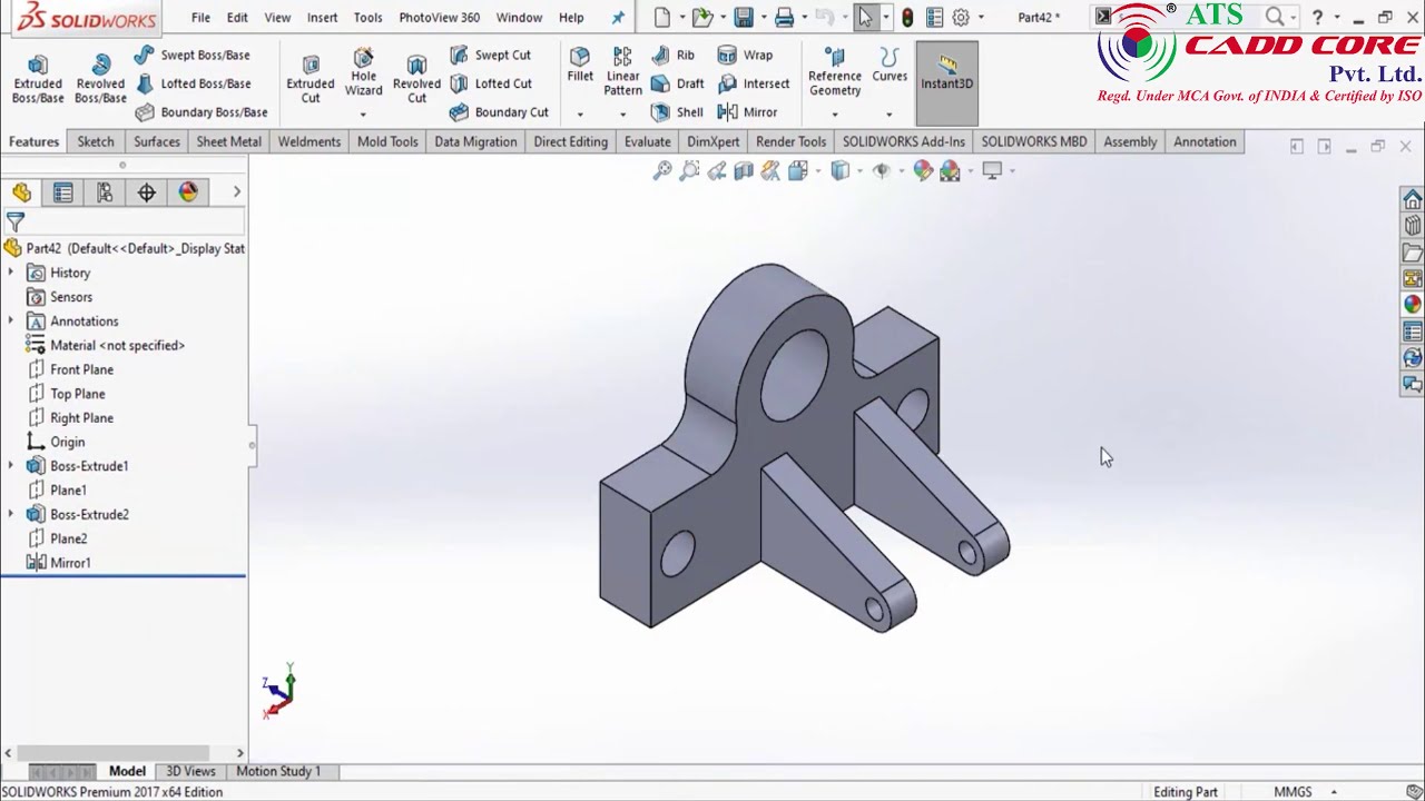 SolidWorks Part Design Exercise 101 - YouTube