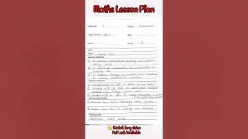 Maths Lesson Plan on square root #bedlessonplan #shorts