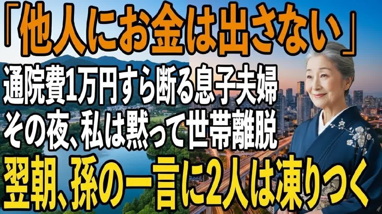 「他人にお金は出さない」通院費1万円すら拒否する息子夫婦。その夜、私は黙って世帯離脱→翌朝、孫の衝撃の一言で全てが逆転し【シニアライフ】【60代以上の方へ】