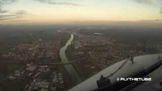 Time laps Flight from Turin to Frankfurt Airport. HD Cockpit View