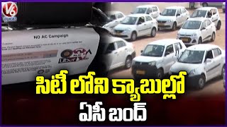 OLA And Uber Cab Drivers To Stop AC Services In Cabs | Hyderabad | V6 News