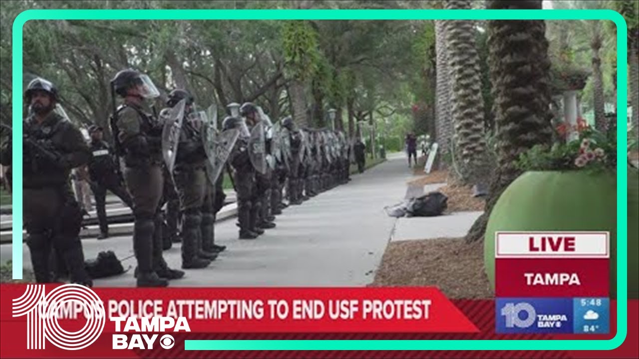Tear gas deployed at USF as pro Palestinian protesters clash with law enforcement