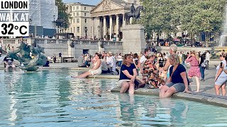 England, London City Summer Streets Heatwave Walk in London | Central London View at 32°C [4K HDR]