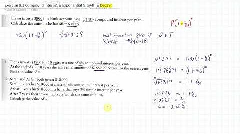 IGCSE - Number - Compound Interest & Exponential Growth Exercise 9.1