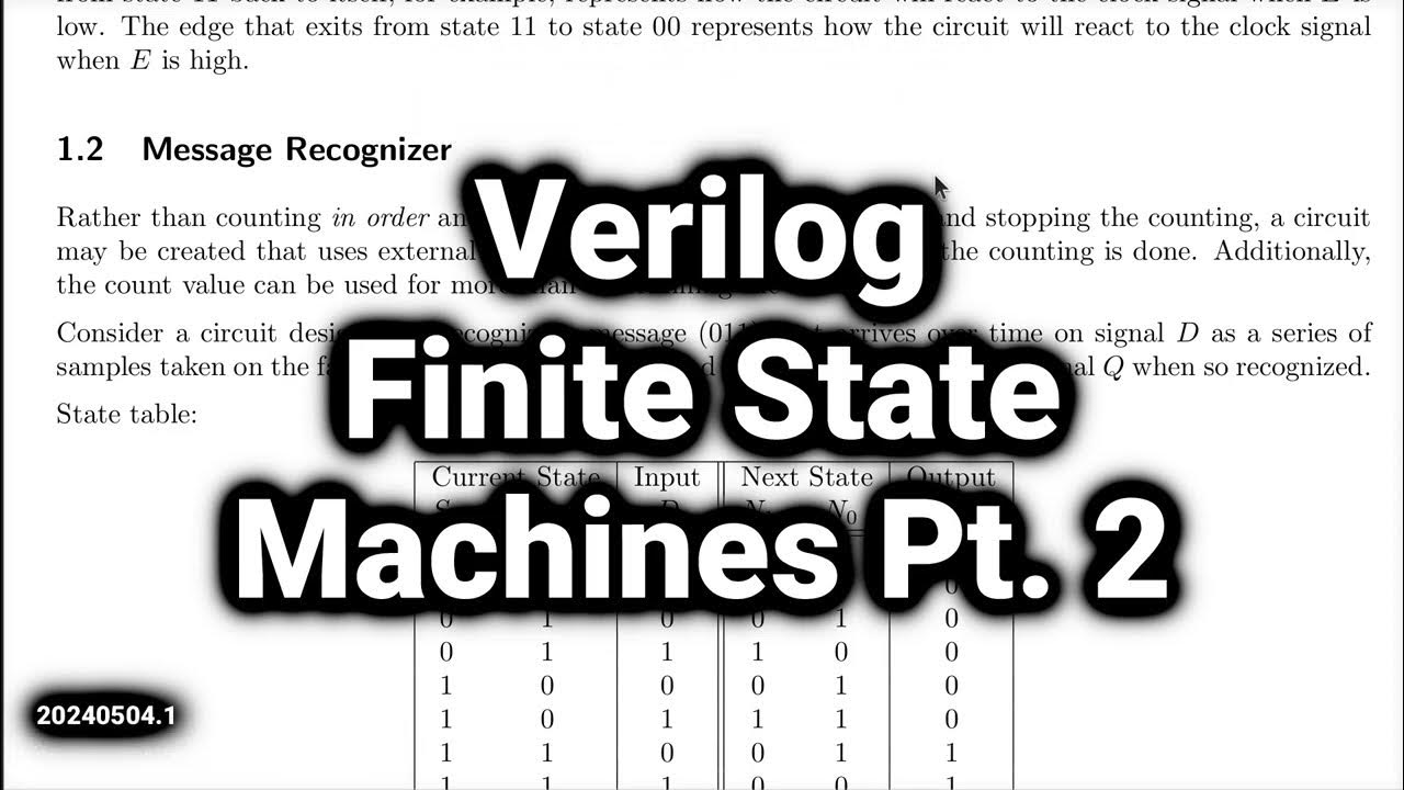 FPGA #18 - Verilog Finite State Machines Part 2 - YouTube