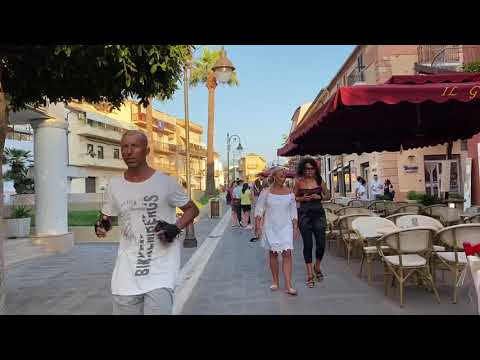 Scalea - stroll through Piazza G. Caloprese. Calabria region in Italy. July 6, 2021.