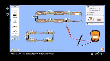 PHET Simulador Circuito DC en serie, características de voltaje y corriente