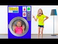 Magical toy washing machine with Amelia, Avelina and Akim