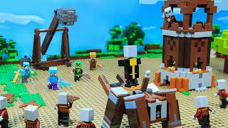 : Attack Pillager Outpost - Villagers vs Evoker | LEGO Minecraft Animation