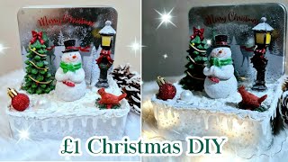 🎅🏻 POUNDLAND DIY CHRISTMAS DECOR ❄ Miniature Winter Diorama Tin Craft Ideas 💕 Gift, To Sell