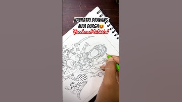Navratri Special Maa Durga Drawing 😍 Freehand Tutorial #shorts