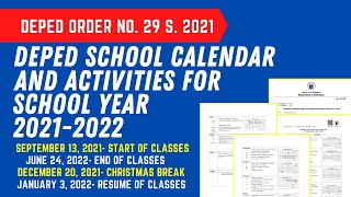 DEPED SCHOOL CALENDAR SY 2021-2022