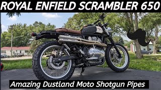 Incredible Royal Enfield Interceptor 650 Scrambler w/ Dustland Shotgun Pipes  Wahoo!