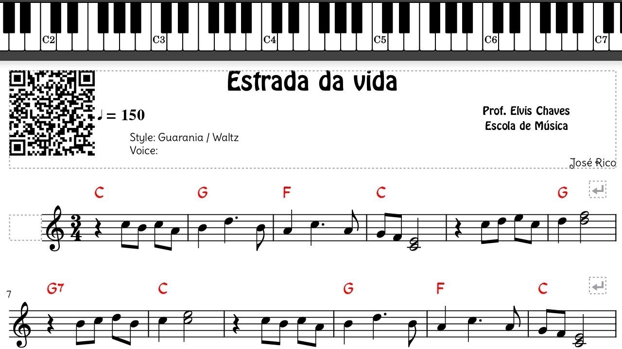 estrada-da-vida  Partituras, Música de piano, Musica